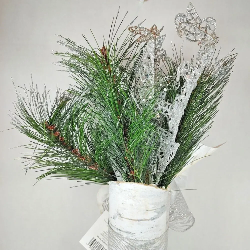 Gold Cream Holiday Christmas Flower Floral Bouquet Arrangement Poinsettia Birch